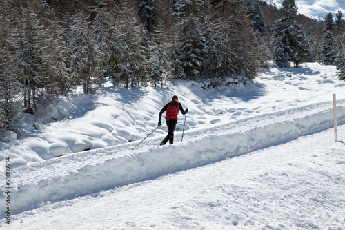 People skiing cross-country on the snow