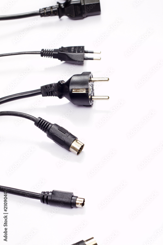 Power cord connectors over white background Power cord connectors over white background