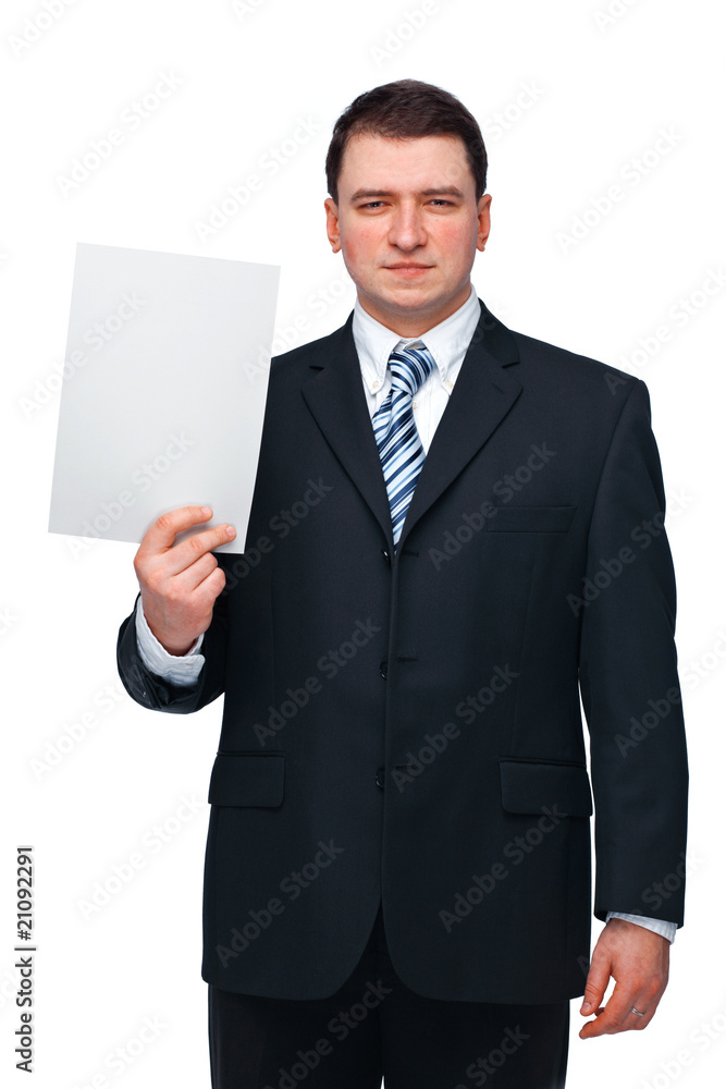 Businessman Holding Blank Paper Businessman Holding Blank Paper