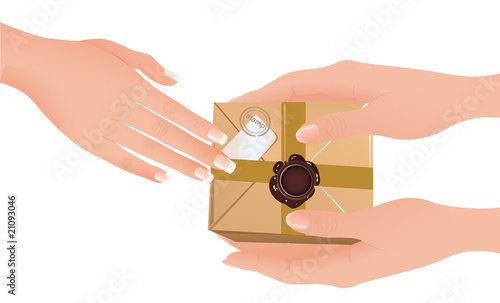 Hands holding parcel