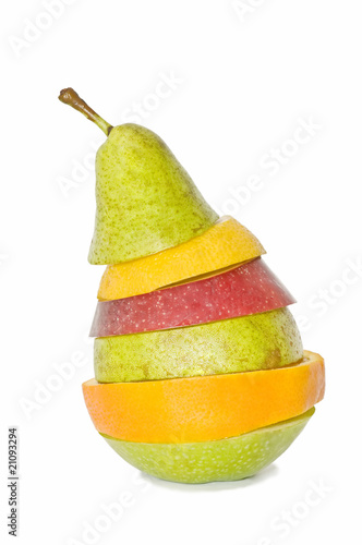 frutas cortadas en forma de pera