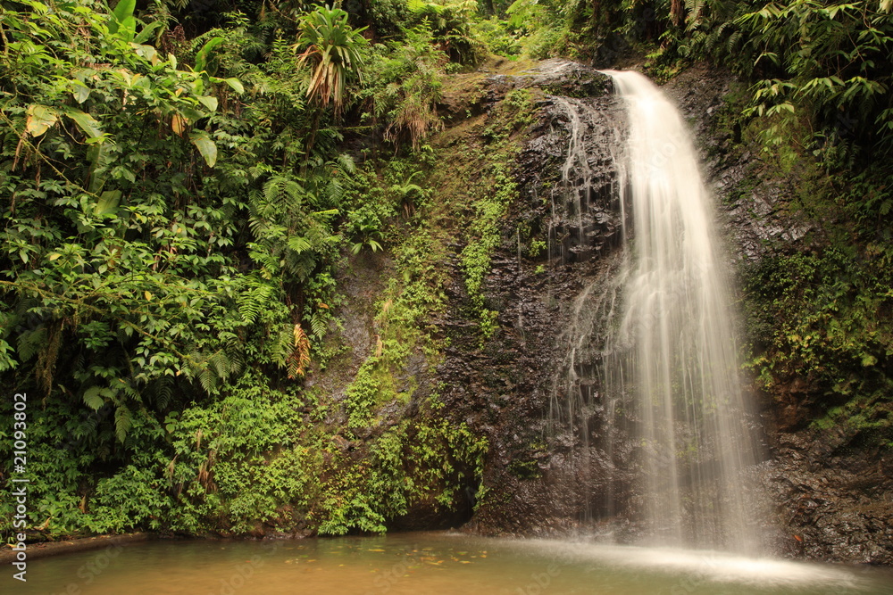 Little waterfall on Dominica in the Caribbean