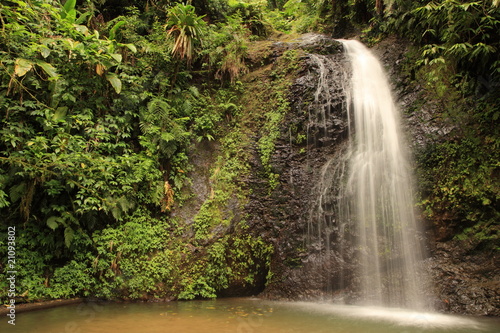 Little waterfall on Dominica in the Caribbean