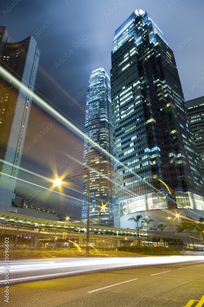 Hong Kong at night with highrise buildings. Hong Kong at night with highrise buildings.