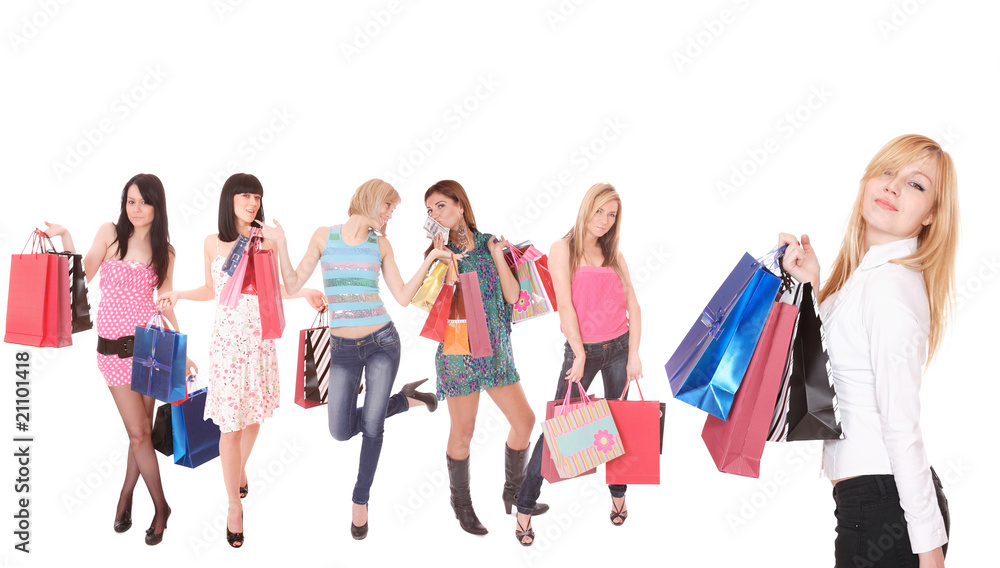 Group of shopping girls