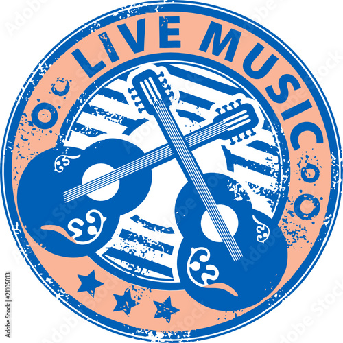 Grunge rubber stamp with guitars