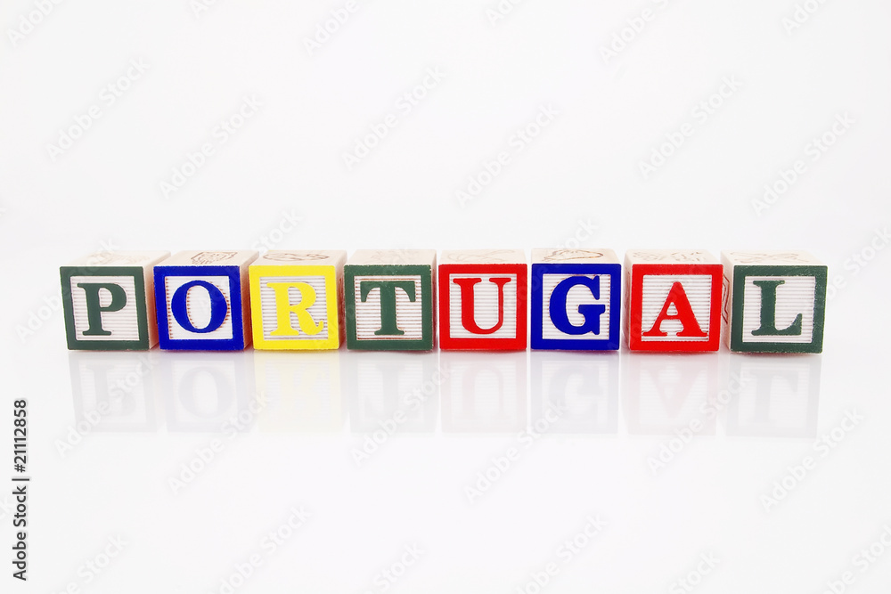 Word Portugal in wooden blocks Word Portugal in wooden blocks