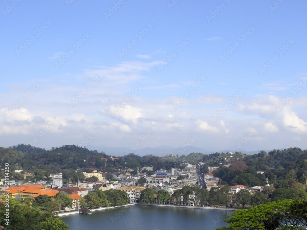 aerial view of the lake in kandy