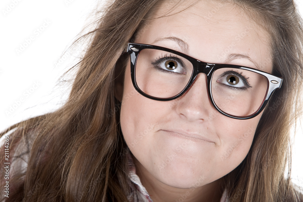 Cute Teenager Geek against White Background Cute Teenager Geek against White Background