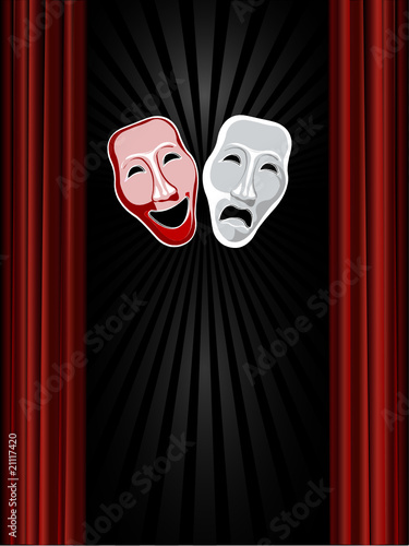 theatre comedy and tragedy masks and black background