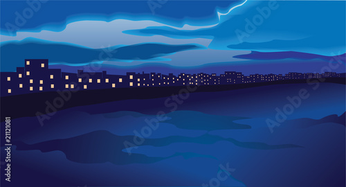 Nighttime cityscape vector