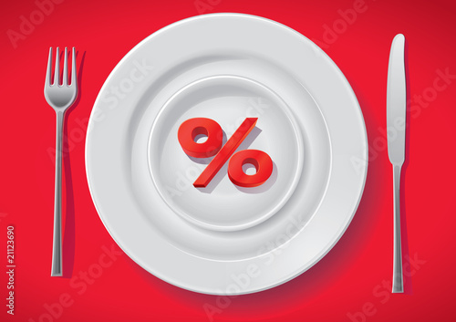 percent sign on white plate
