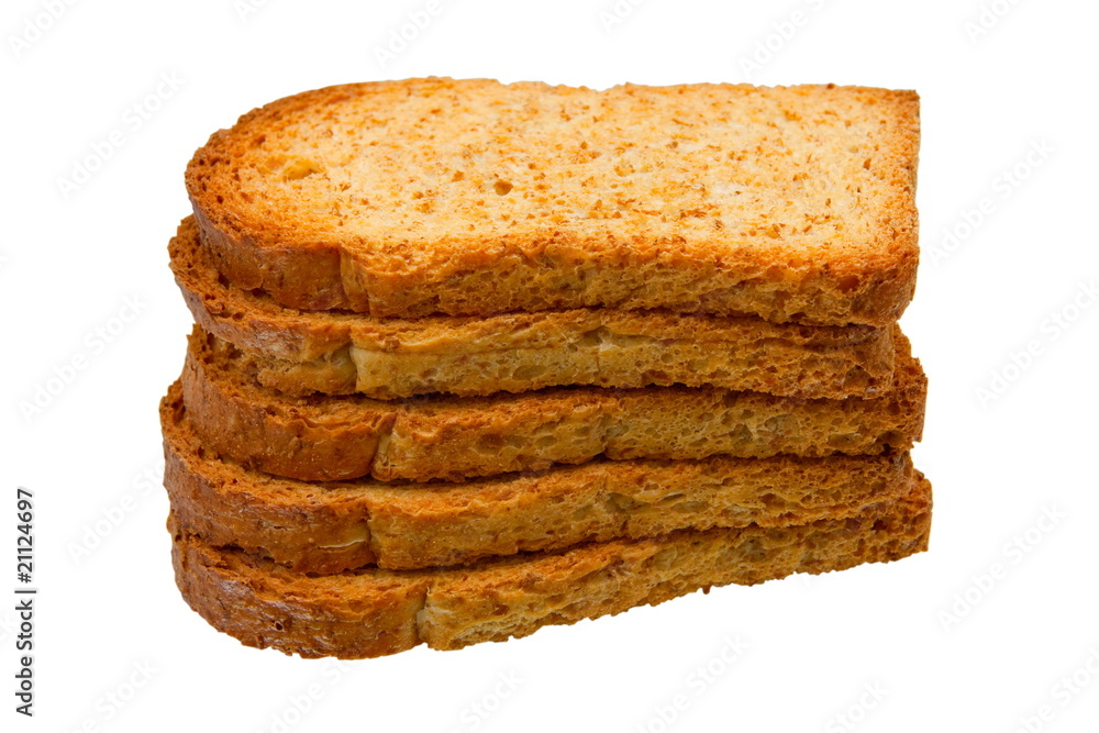 Fototapeta premium Stack of fresh toasts isolated on white