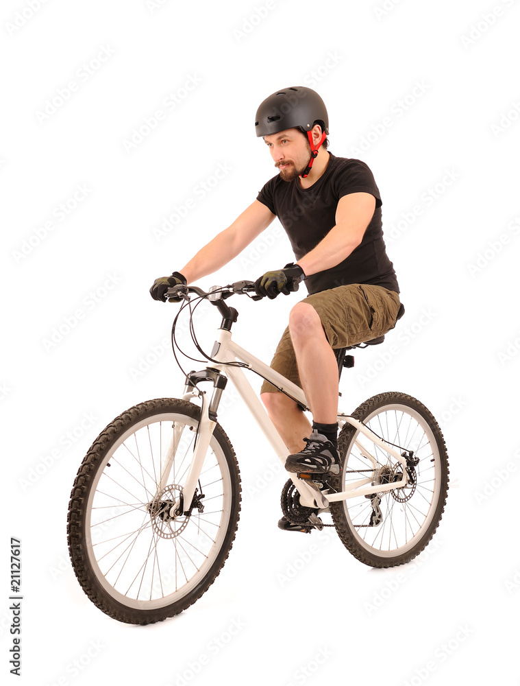 Fototapeta premium bicyclist on white.