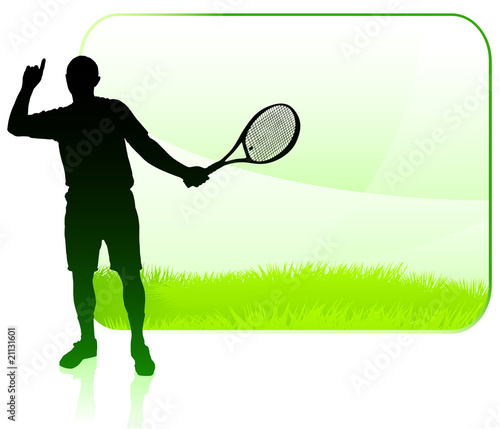 Tennis Player with Blank Nature Frame