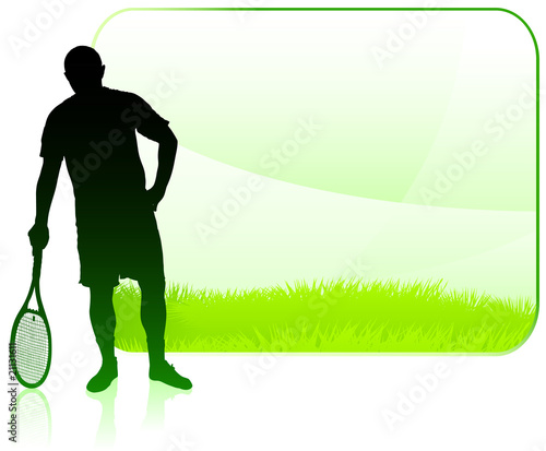 Tennis Player with Blank Nature Frame