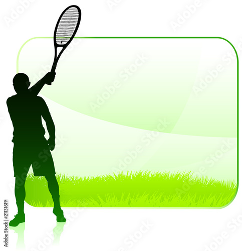 Tennis Player with Blank Nature Frame