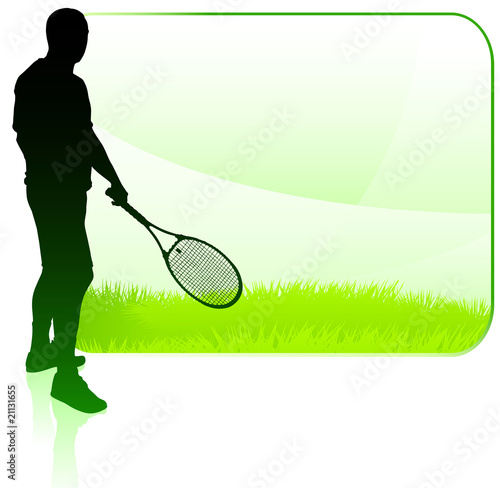 Tennis Player with Blank Nature Frame