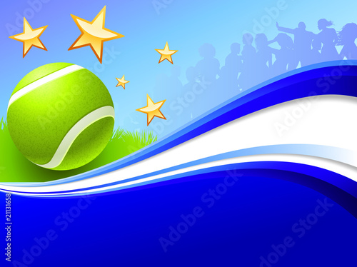 Tennis Ball on Abstract Wave Background