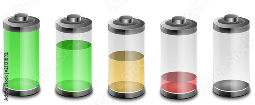 petites piles avec niveau de charge fond blanc
