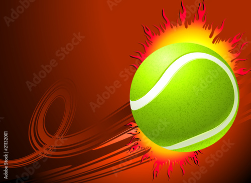 Tennis Ball on Red Background