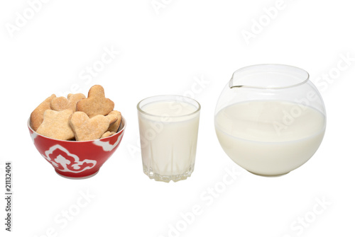 milk and cookies isolated on white