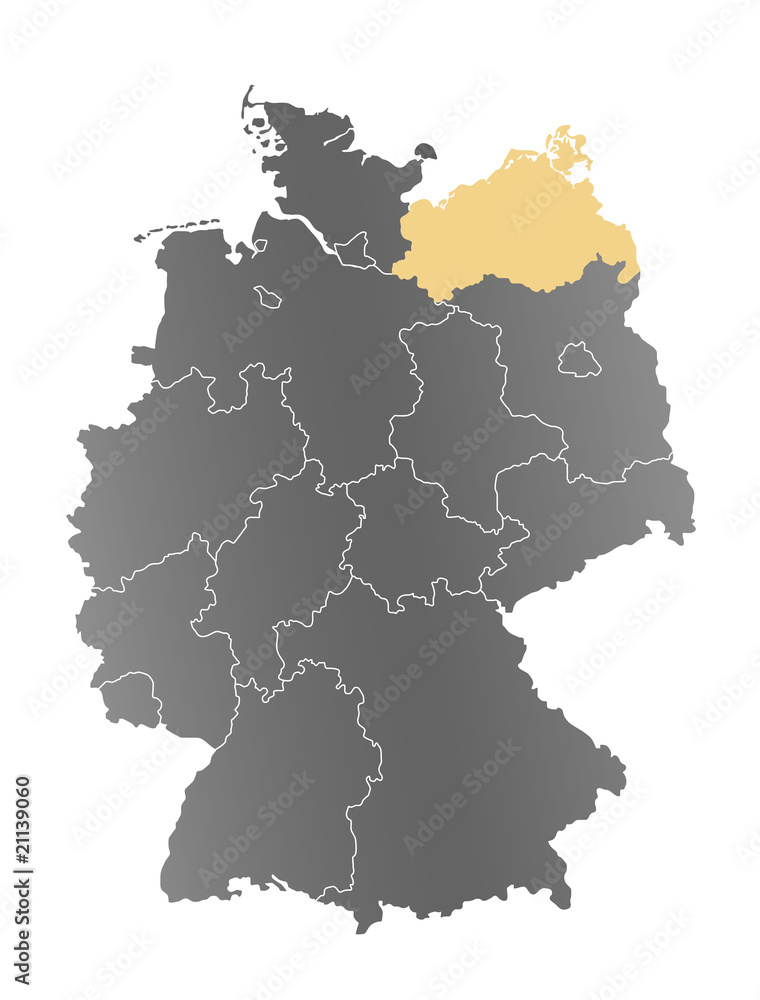 Obraz premium Deutschlandkarte Mecklenburg-Vorpommern