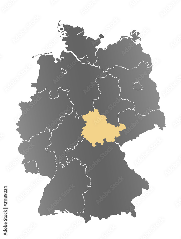 Obraz premium Deutschlandkarte Thüringen