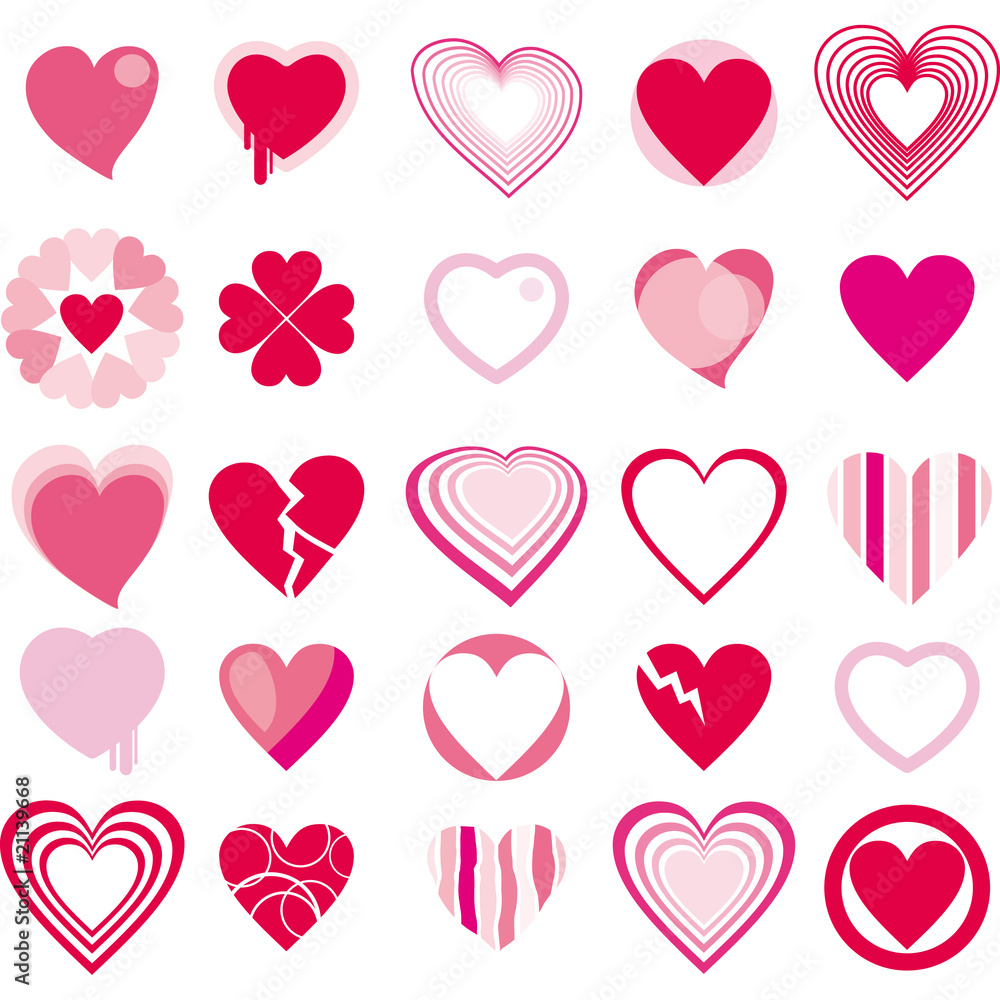 Set of hearts icons symbols vector illustration