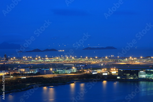 Hong Kong international airport at twilight