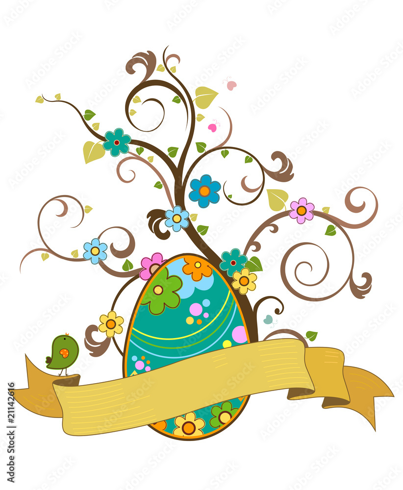 easter tree with banner