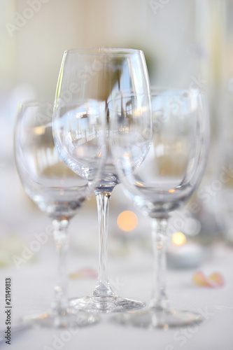 Three wine glasses on a festive table