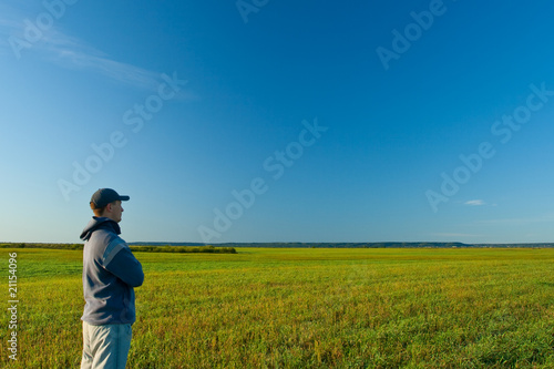 man standing on field
