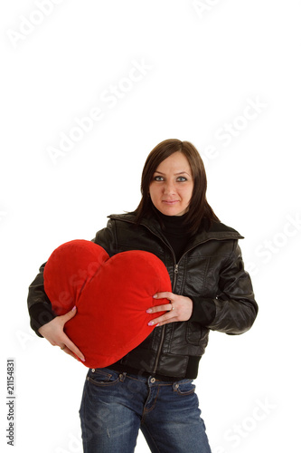 Girl with big red heart pillow © Francesco83
