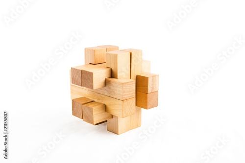 Wooden  puzzle. Isolated on white background