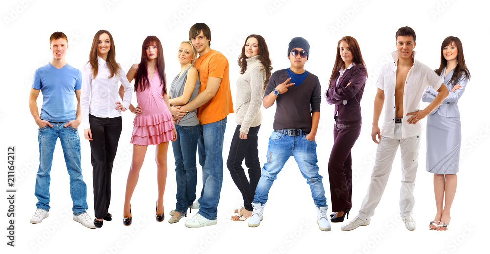 Obraz premium grupa młodych uśmiechniętych studentów. Na białym tle.