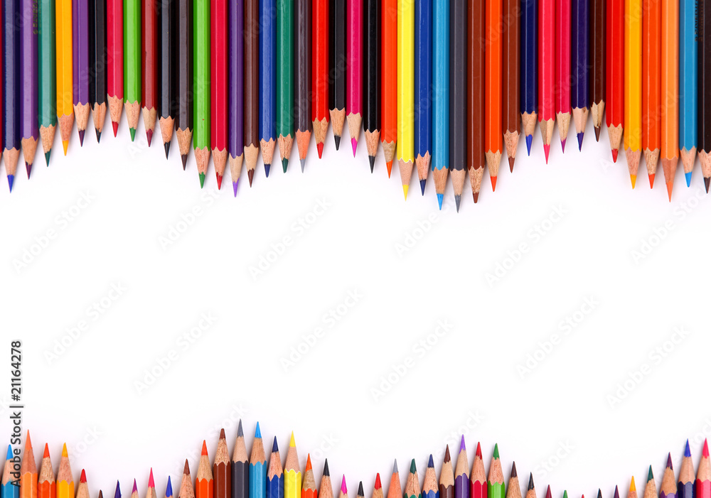 Assortment of coloured pencils with shadow Assortment of coloured pencils with shadow