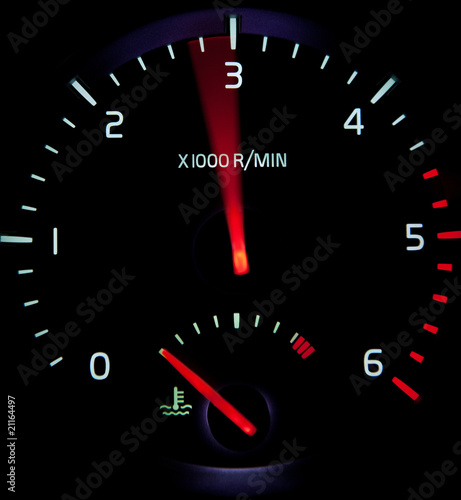 Acceleration - close-up view of a revolution counter tachometer