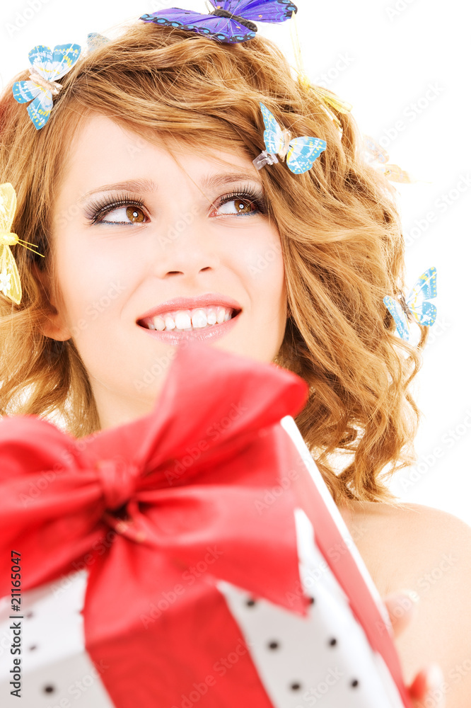 butterfly girl with gift