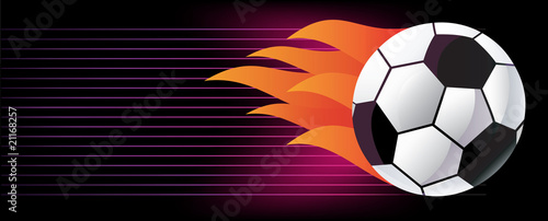 Soccer background with ball in flame. Vector illustration.
