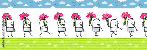 walking character & flowers for animated sprite