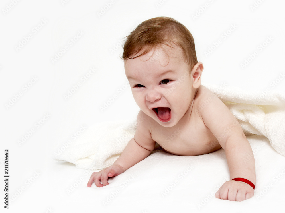 Portrait of the little boy under a terry towel Portrait of the little boy under a terry towel