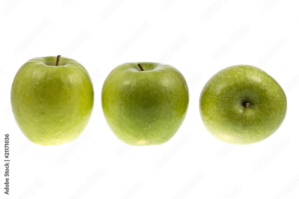 3 Granny Smith-Äpfle freigstellt #1 3 Granny Smith-Äpfle freigstellt #1