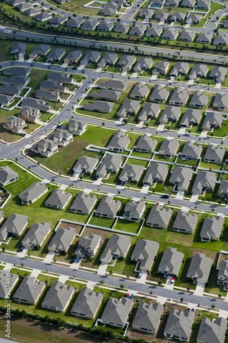 Aerial view of houses in typical home community