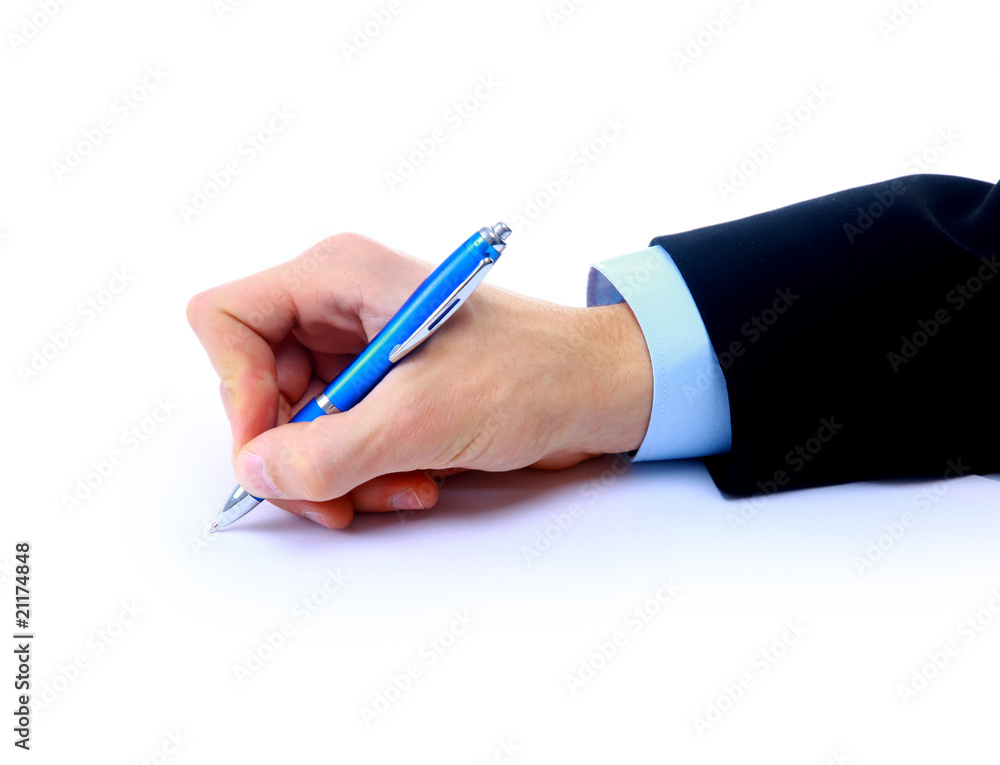 Close up of human hand with pen.. Close up of human hand with pen..