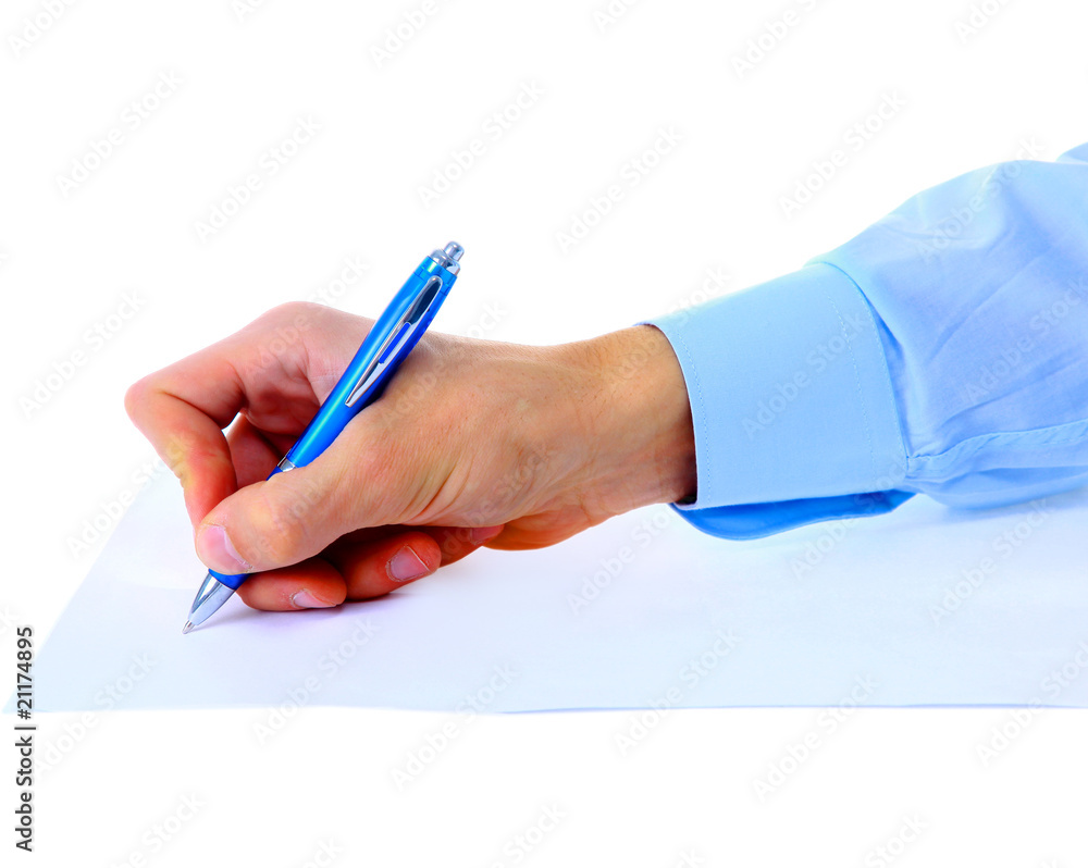 Close up of human hand with pen. Close up of human hand with pen.