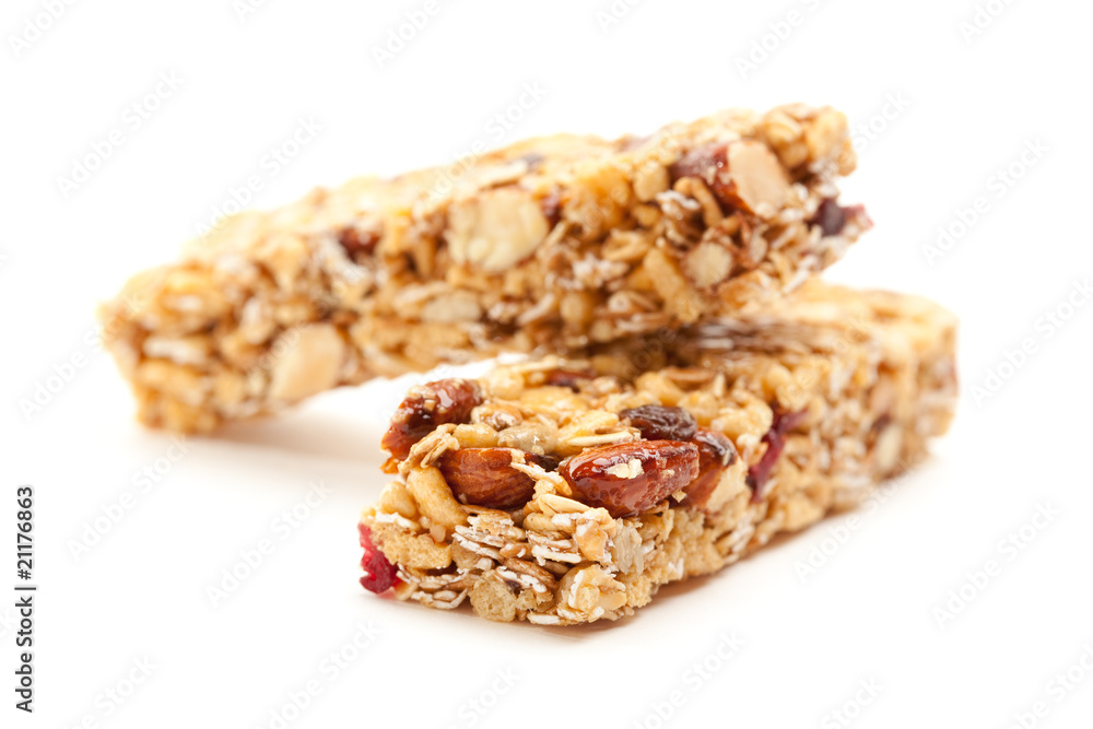 Two Granola Bars Isolated on White Two Granola Bars Isolated on White