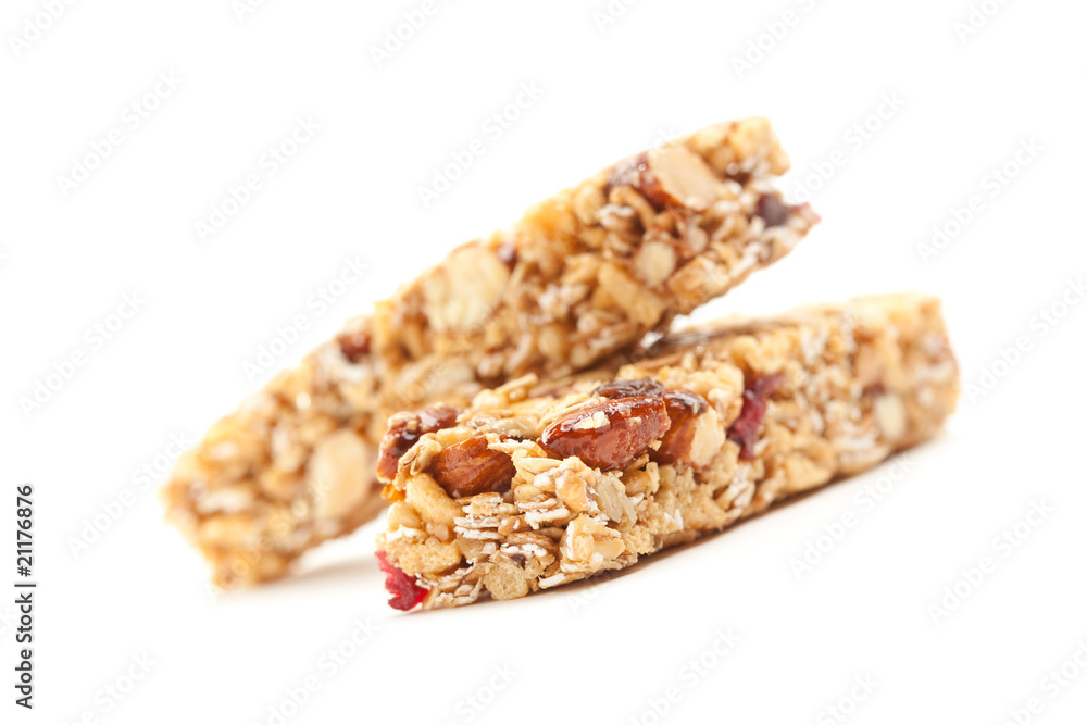 Two Granola Bars Isolated on White Two Granola Bars Isolated on White