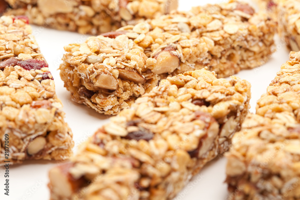 Several Granola Bars Isolated on White Several Granola Bars Isolated on White