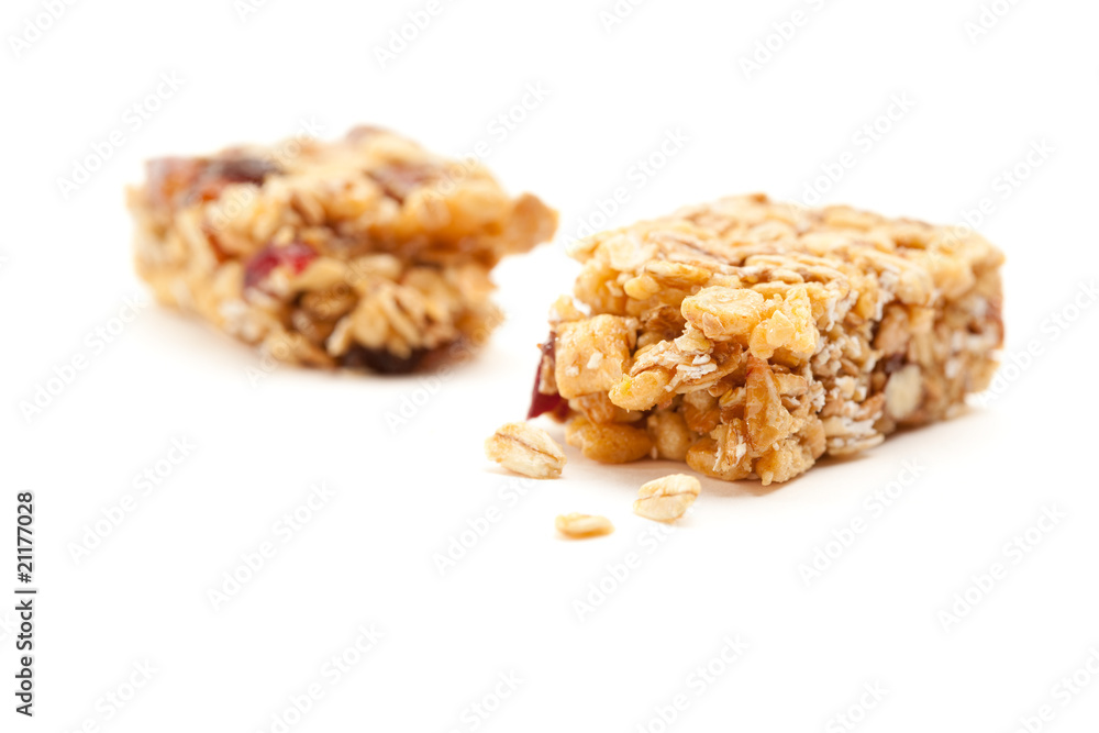 Broken Granola Bar Isolated on White Broken Granola Bar Isolated on White
